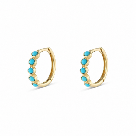 The Turquoise 9mm Sterling Silver Huggie Hoops