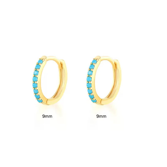 The Lagoon Turquoise CZ Huggie Hoop Earrings