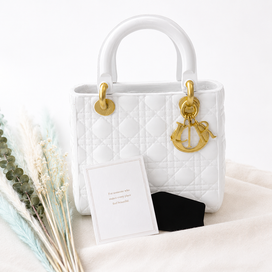 Lady Bloom Quilted Handbag-Inspired Sculptural Vase