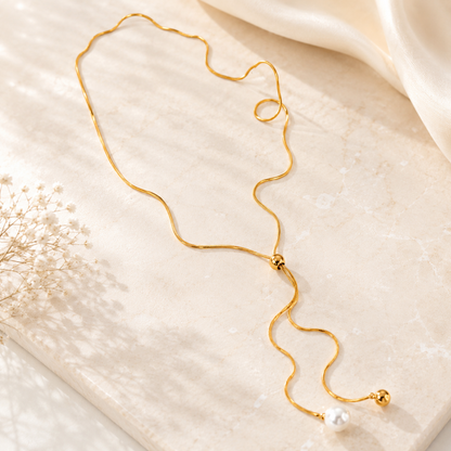 The Drifting Pearl Lariat Slider Necklace