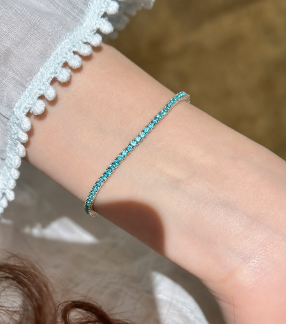 The Radiant Teal Cubic Zirconia Tennis Bracelet