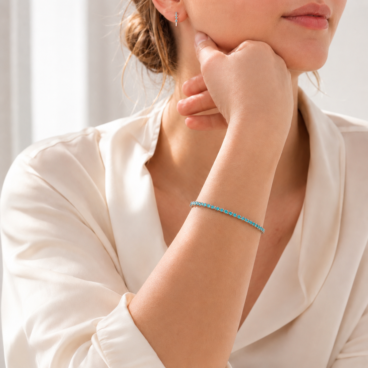 The Radiant Teal Cubic Zirconia Tennis Bracelet