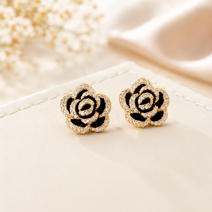 Eternal Rose Enamel & Pavé CZ Stud Earrings