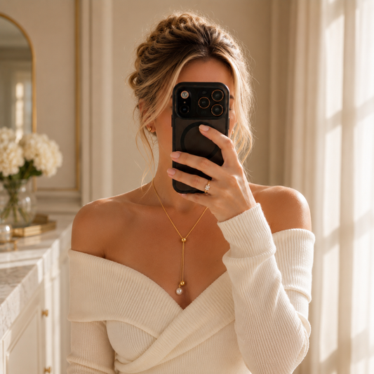 The Drifting Pearl Lariat Slider Necklace