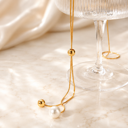 The Drifting Pearl Lariat Slider Necklace