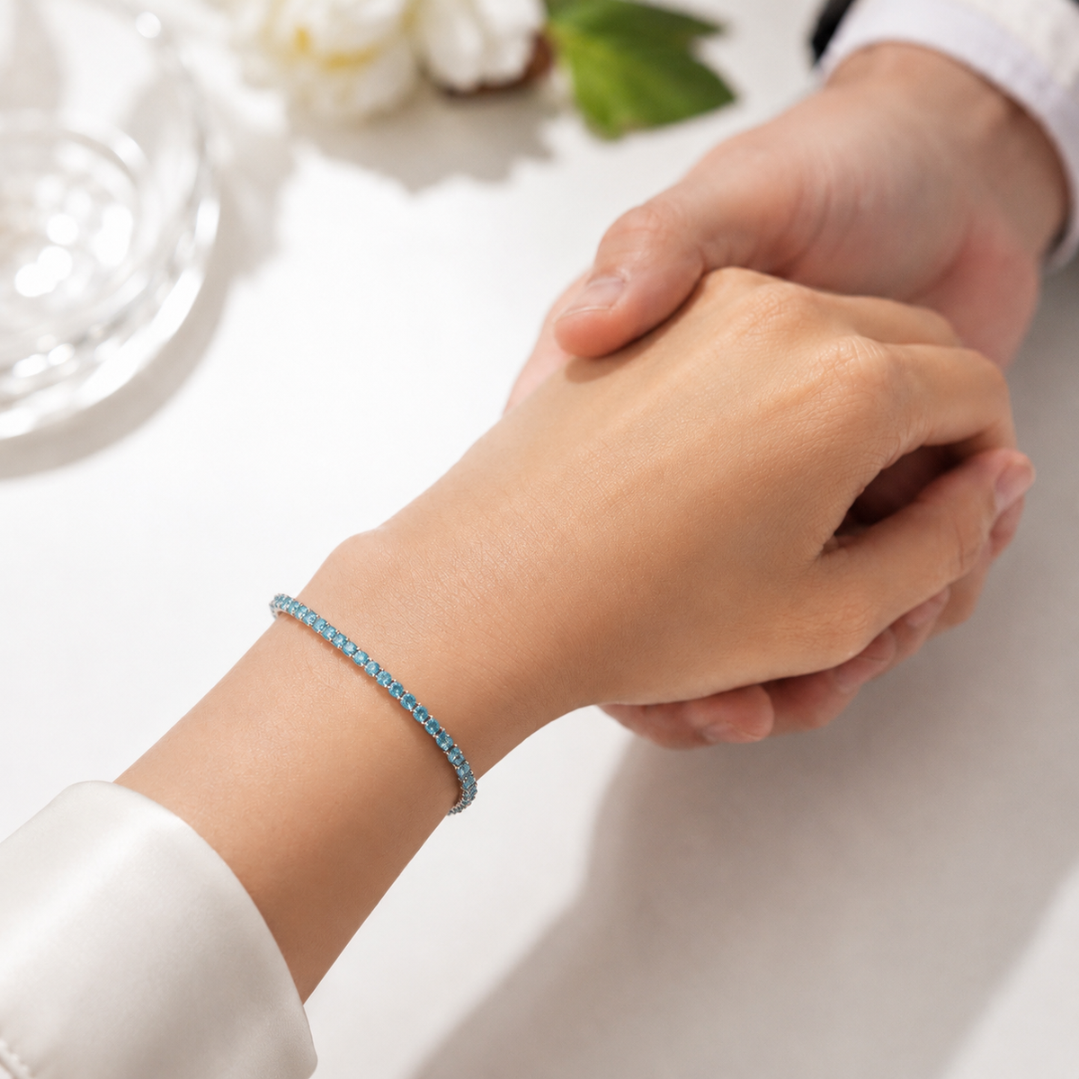 The Radiant Teal Cubic Zirconia Tennis Bracelet